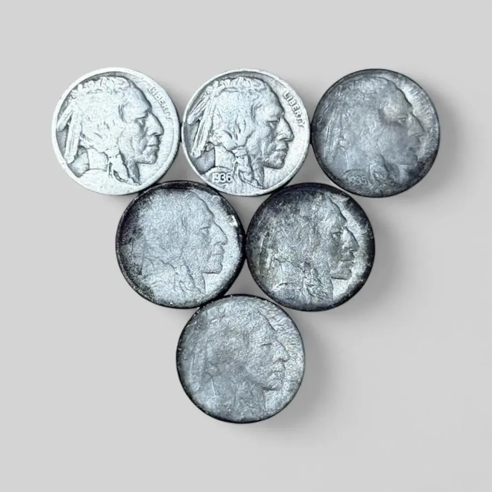 [Lot of 6] 1936 1935 and more Buffalo Nickels FIVE CENTS us coins Vintage